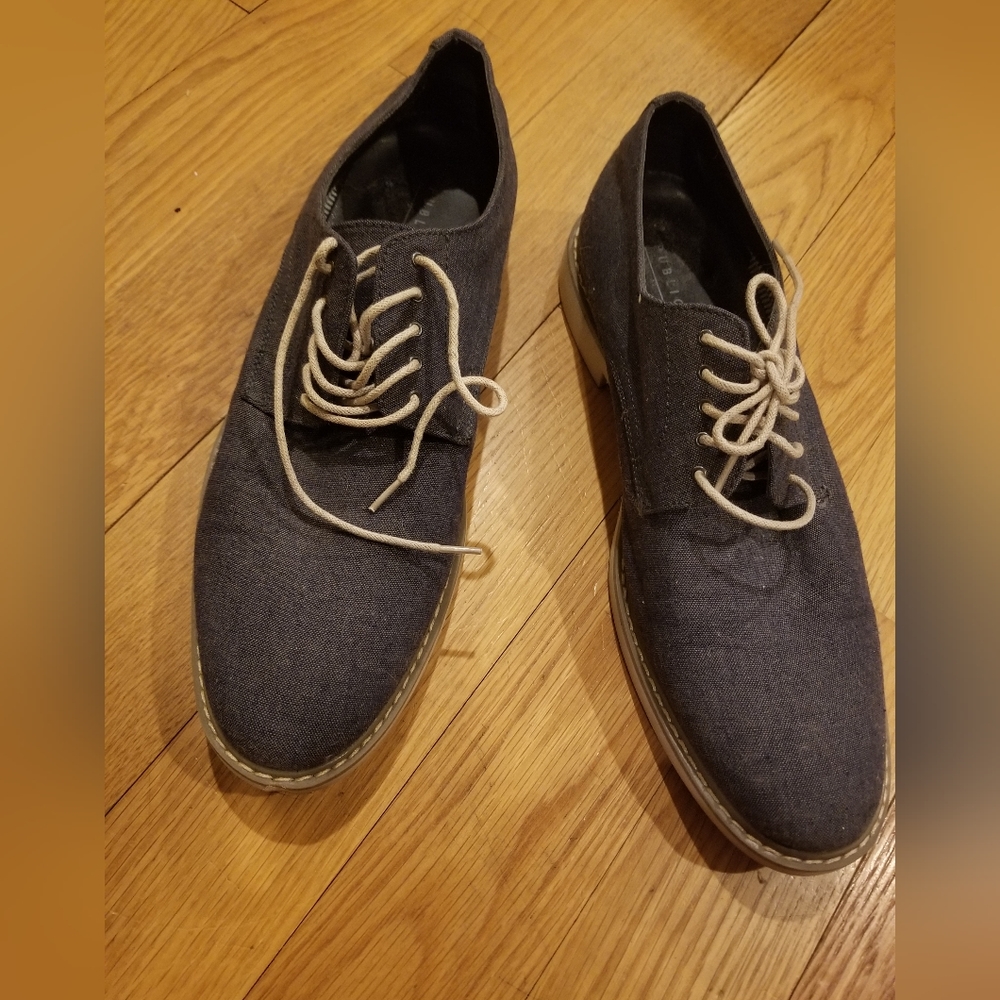 Public Opinion Oxford Shoes Mens 11.5 Blue Chambray Denim Casual City Everyday